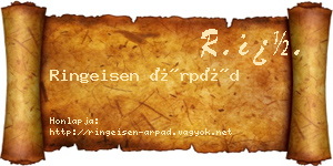 Ringeisen Árpád névjegykártya